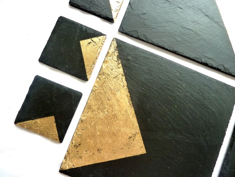 Slate & copper placemats coasters handmade UK geometric Etsy