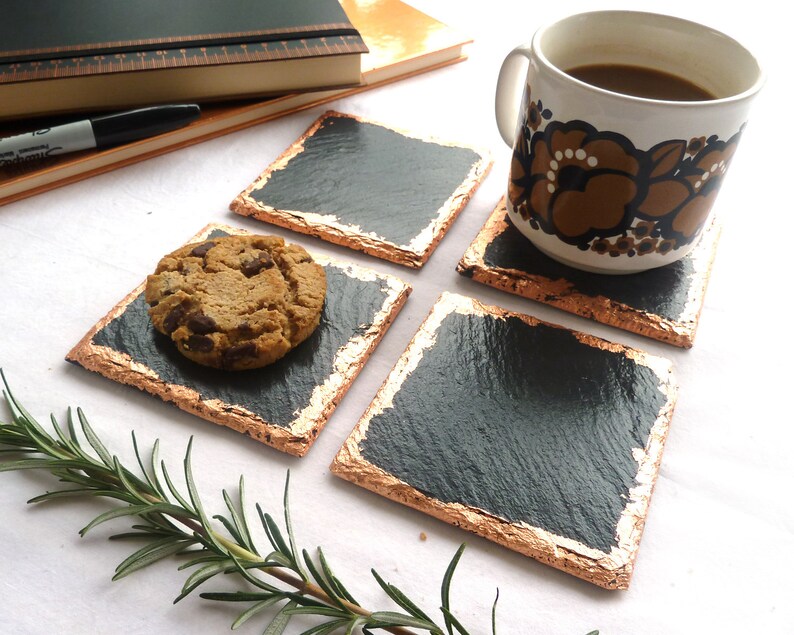 Slate coasters with gold edging placemats handmade in UK Etsy