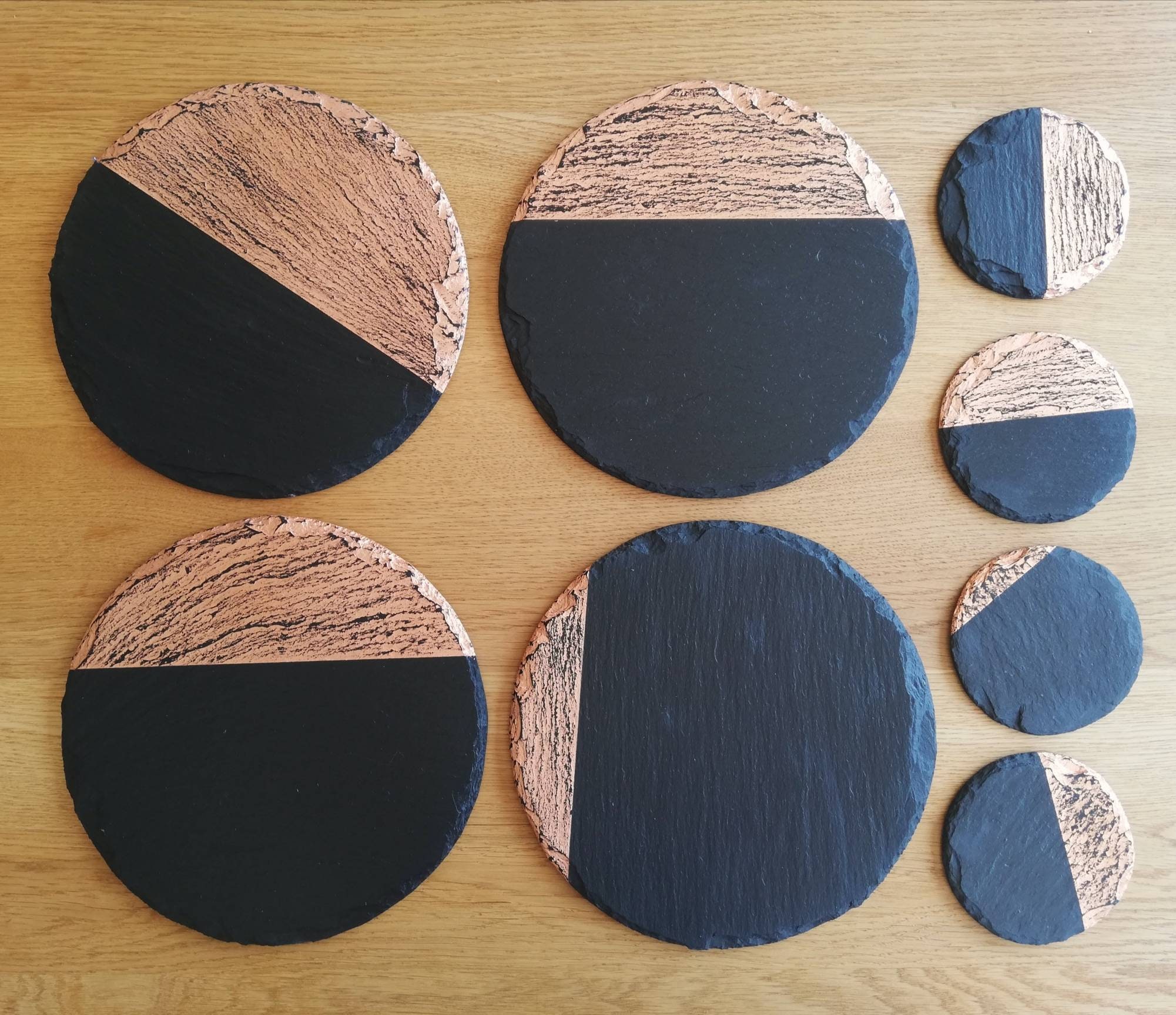 Round slate placemats coasters handmade UK geometric decor Etsy