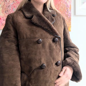 Vintage sheepskin coat, unisex jacket, real shearling lining great condition, women&#39;s size 12-14 uk, mans medium, Morlands, made in England