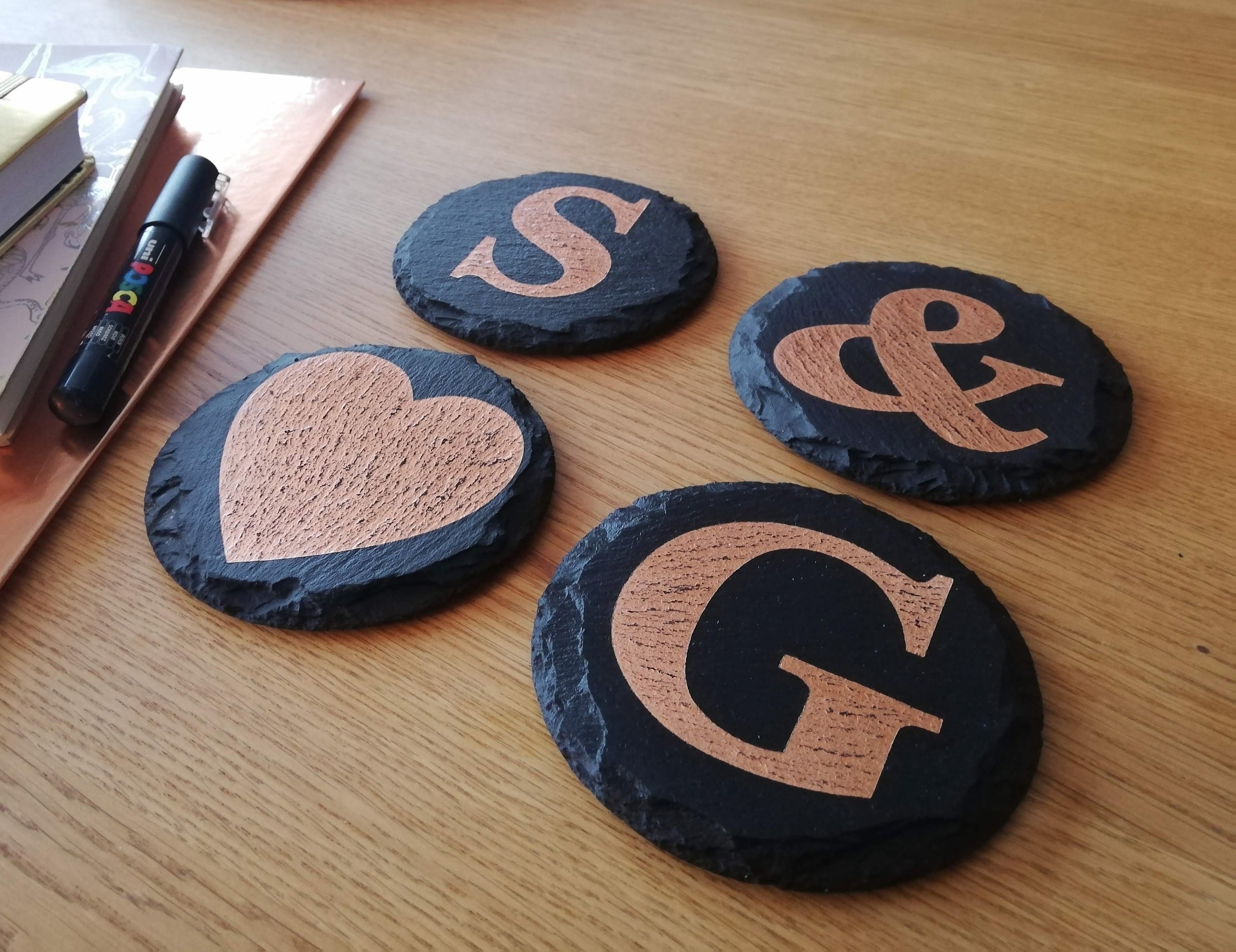 Personalised slate coasters letter coasters natural square Etsy