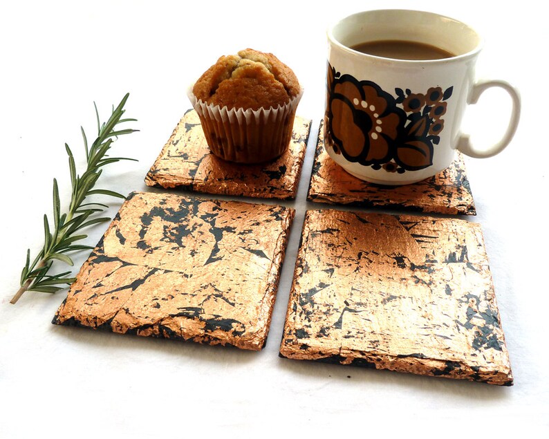 Slate & Copper coasters placemats handmade in UK Etsy