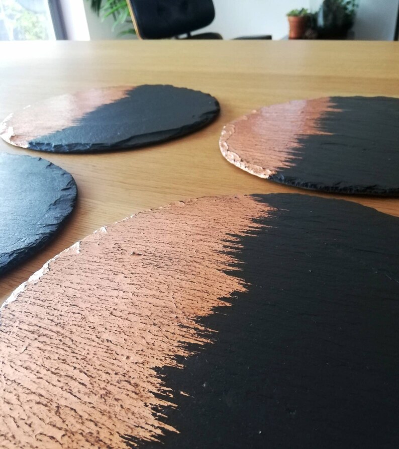 Round slate placemats copper dinnerware slate coasters Etsy