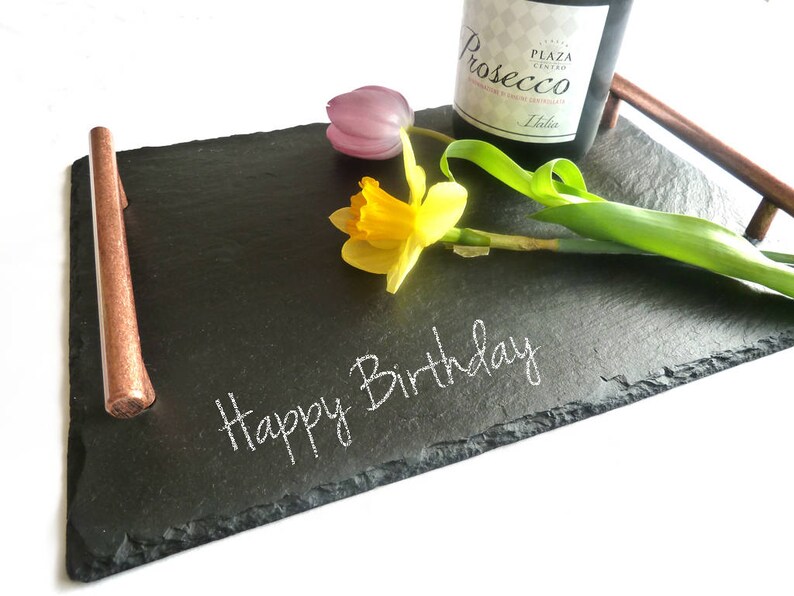 Slate Serving Tray With Copper Handles Handmade UK 2 Sizes Etsy UK