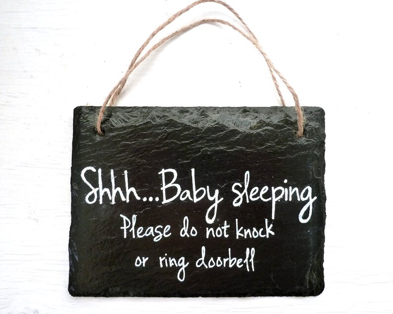 Baby sleeping sign toddler sleeping front door sign Slate | Etsy
