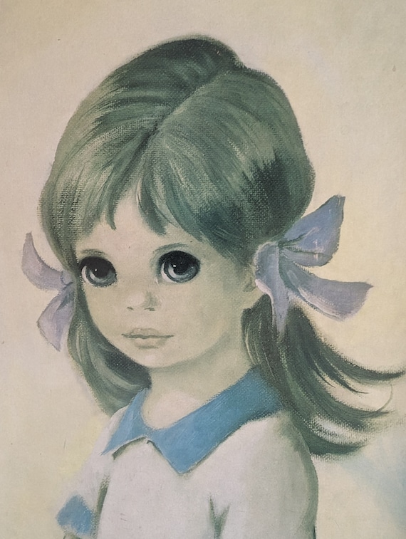 Vintage Original Print by Dallas Simpson, 1960s Retro Big Eyed Girl Print  in Wooden Frame, Printed in England, Kitsch Wall Decor, Retro Home - Etsy