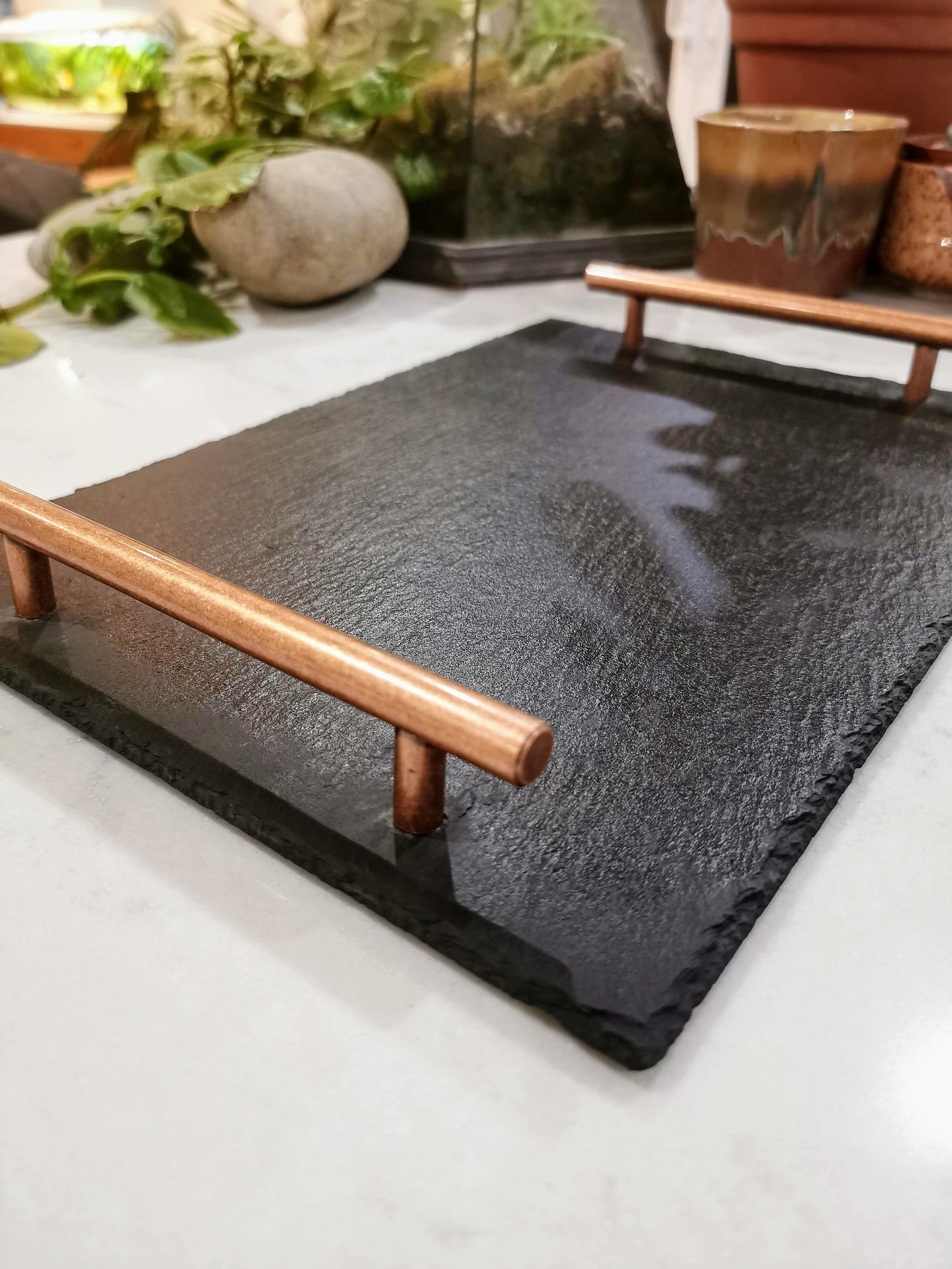 Slate serving tray with copper handles handmade UK 2 sizes Etsy