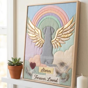 Dog Angel Wings Kinusaiga Pattern: Pet Memorial Fabric Art Template (Digital Download)