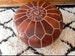 MOROCCAN POUF , home gift :hand stitched / embroidered Natural brown tan