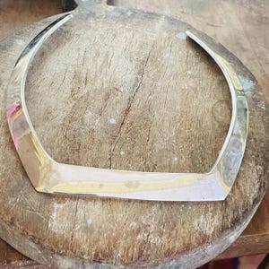 Geometric Collar Necklace, Minimalist Brass Choker For Women, Silver Plated Angular Statement Jewelry
