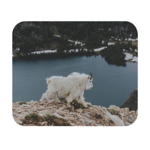 Mountain Goat Mouse Pad | Alpine Lake Scenic Desk Mat