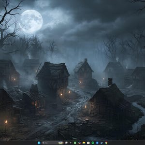 Paquete de fondos de pantalla de pueblo de fantasía oscura, 10 fondos de escritorio estéticos en 4K, fondos de pantalla góticos y sombríos para PC y Mac, descarga digital.