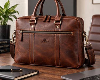 Echt lederen laptoptas voor heren, lederen aktetas, laptoptas voor 15,6 inch laptops, kantoortas, messenger schoudertas, reistas