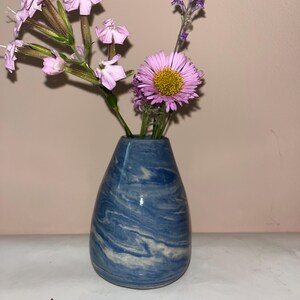 Blue Marbled Clay stoneware Bud vase or Reed Diffuser