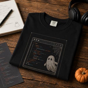 Halloween Shirt, Ghost Programmer Tee, Vintage Coding Graphic, Web Developer Gift, Spooky Computer Geek T Shirt