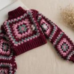 Crochet Granny Square Sweater Pattern, Turtleneck Pullover Tutorial (Digital Download)