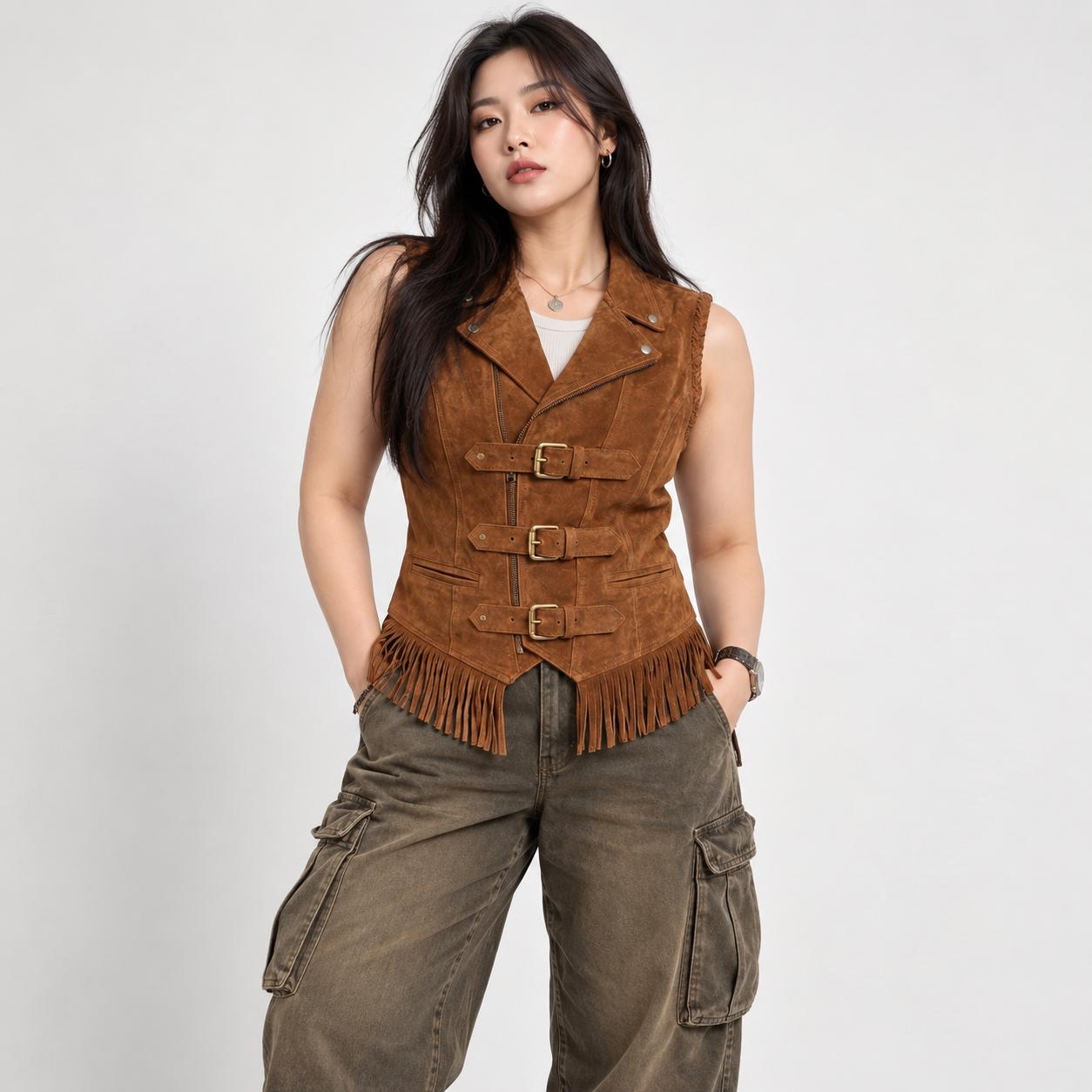 White Crocodile Embossed Leather Vest, Men's Biker Waistcoat, Handmade Western Style