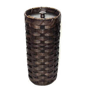 Woven Toilet Paper Holder with Lid, Dark Brown Farmhouse Bathroom Storage Stacker