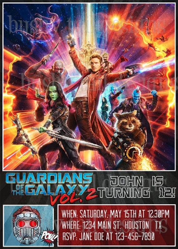 Guardians of the Galaxy 2 Birthday Invitation Etsy