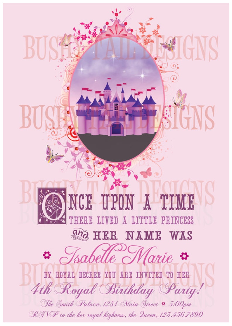 Princess Castle Birthday Party Invitations image 1
