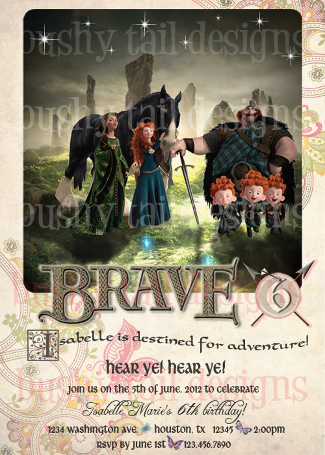 Brave Princess Merida Birthday Invitation - Etsy