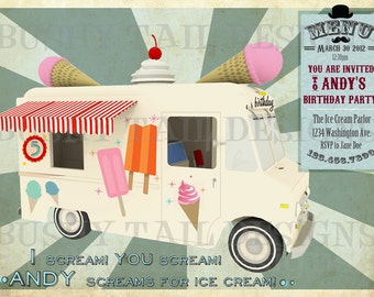 Ice Cream Truck Birthday Invitation