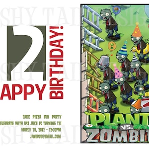 Plants vs Zombies Birthday Invitation