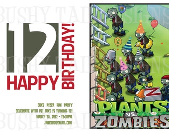 Plants vs Zombies Birthday Invitation