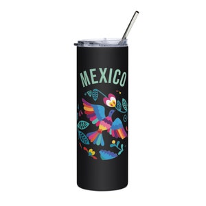 Mexican Embroidery - Tenango  Stainless steel tumbler