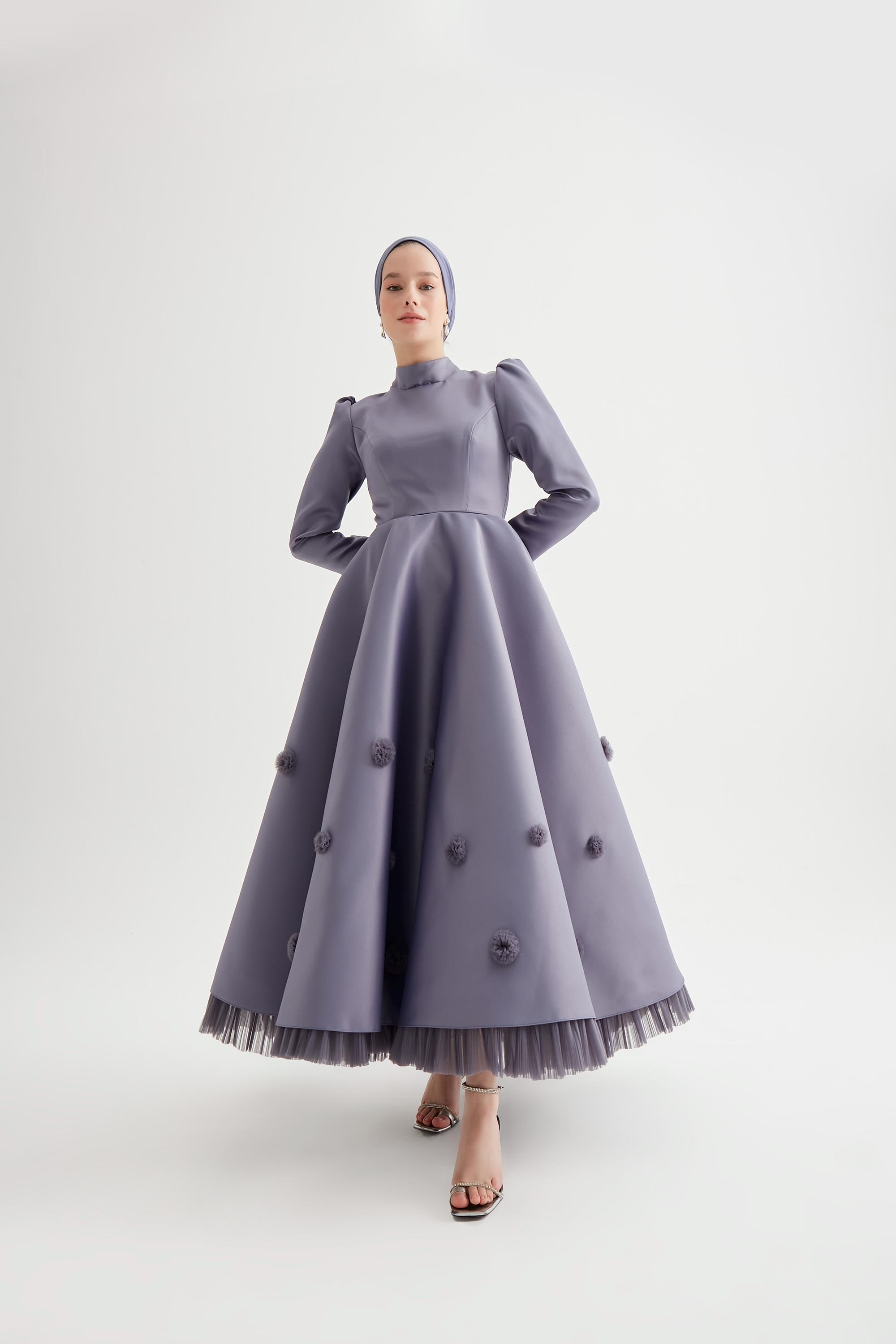 muslim bridesmaid dresses uk Satin Baby Blue Muslim Bridesmaid Dress 284BZM