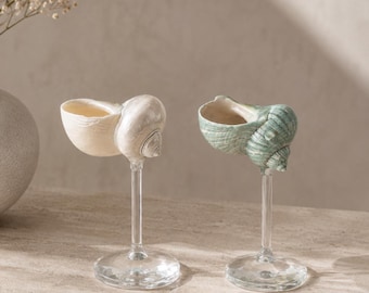 Narural Conch Shell Goblet Glass Champagne Glass Ornament Luxury Home Decor Retro Elegant