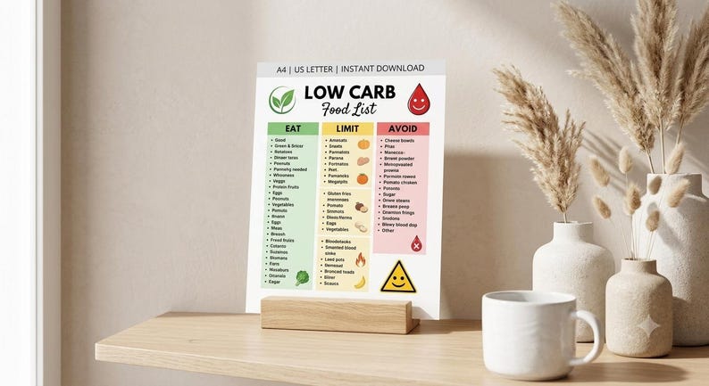 Low Carb Food List Printable Keto Diet Chart Eat Limit Avoid Guide 