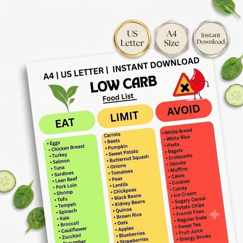Low Carb Food List Printable Keto Diet Chart Eat Limit Avoid Guide 