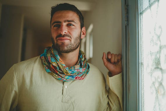 mens cotton neck scarves