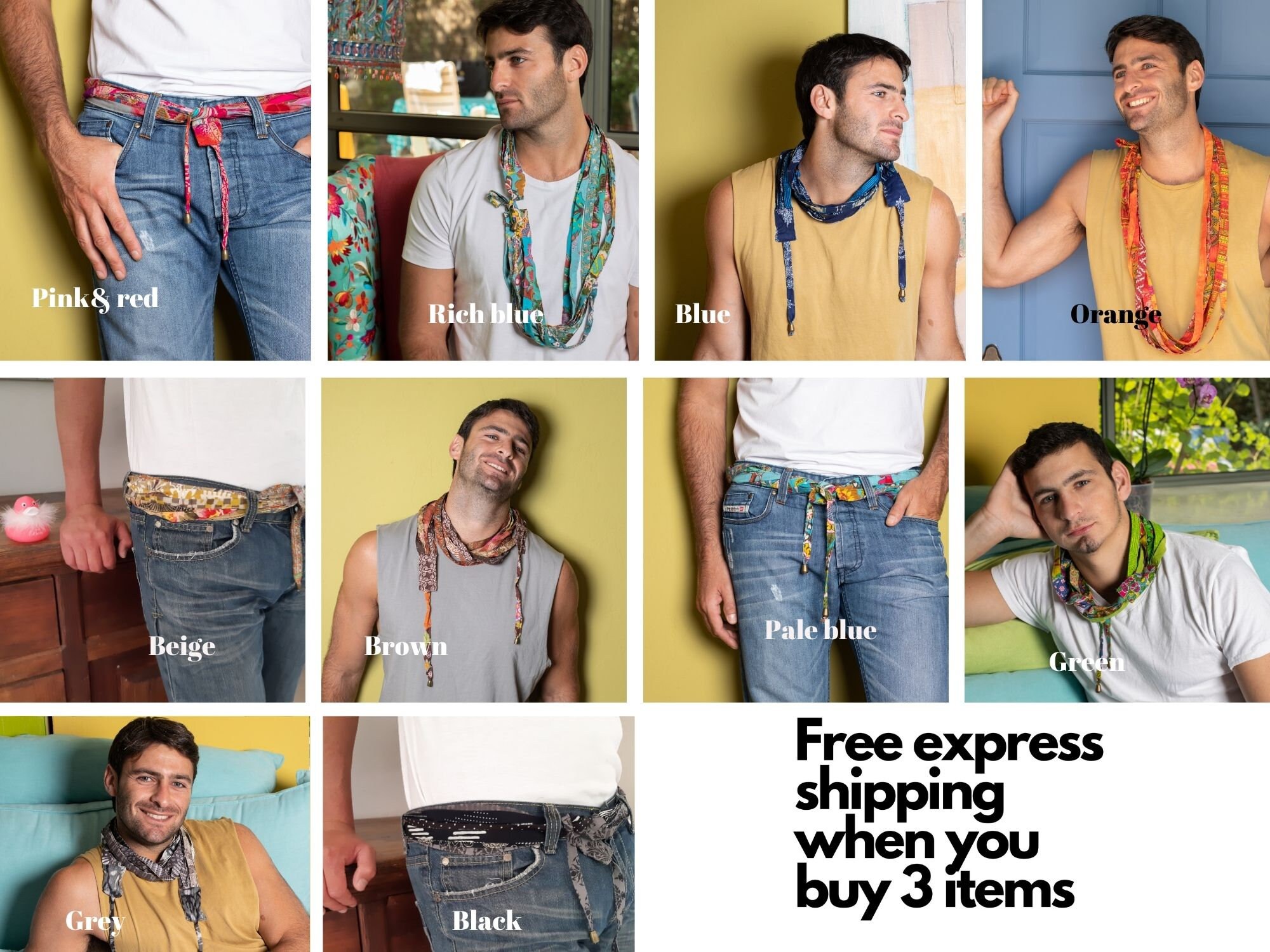 Mens Blue Scarf Cotton Infinity Scarf Festival Clothing Etsy