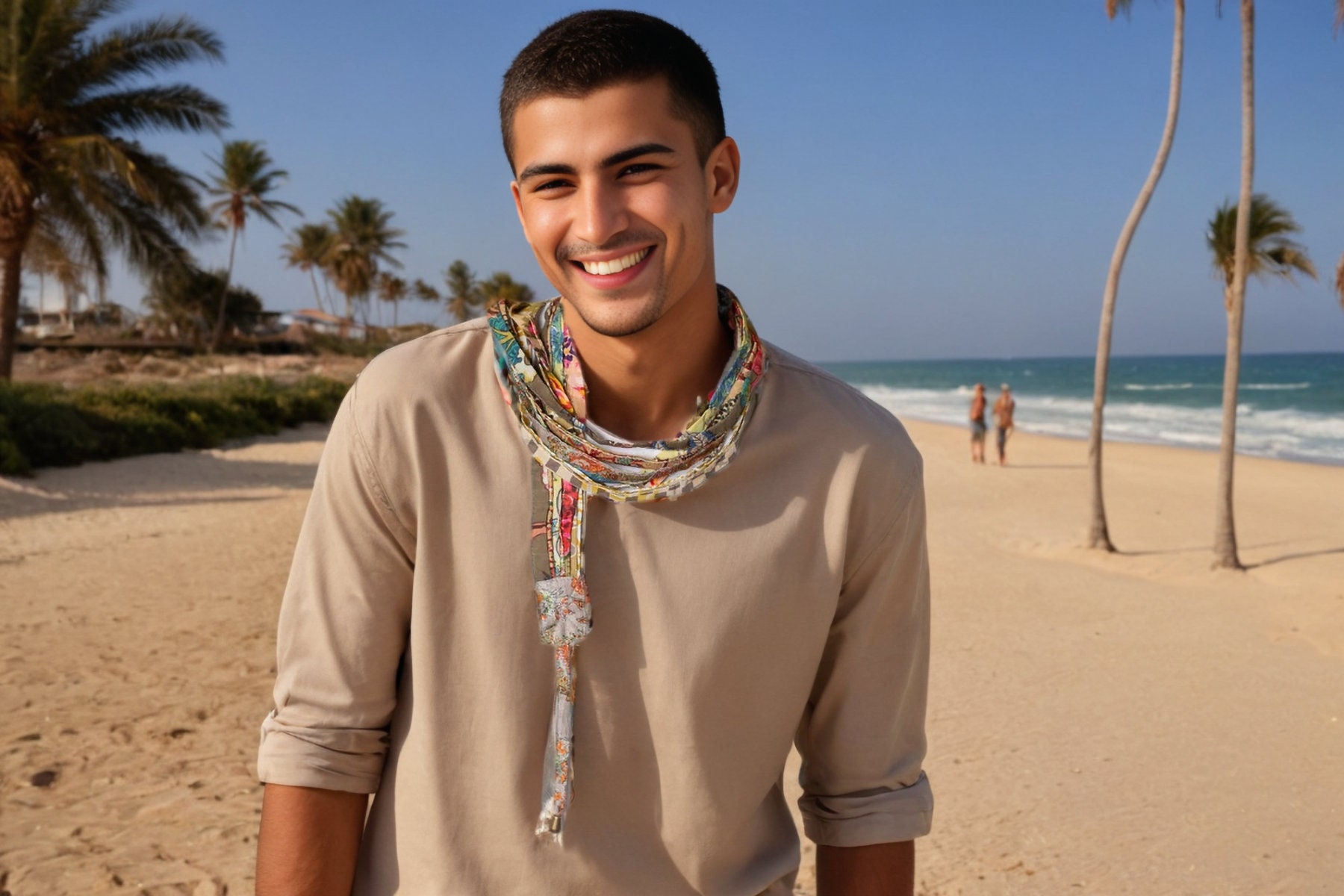 Black Men's Festival Scarf Necklace: Boho Cotton Cord