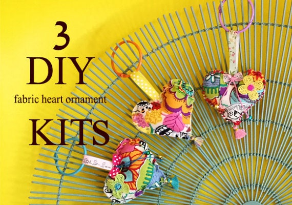 Diy Valentines Decorations Hanging Felt Hearts Ornament Kit Etsy