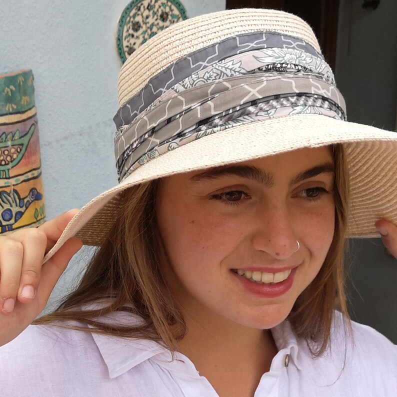 Gray Hat Band Boho Hat Accessory Hat Accessories Festival Etsy