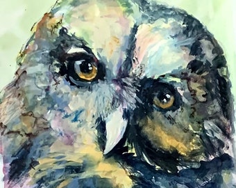 Inner Wisdom Owl Giclee Fine White Art Paper Print Archival Inks The Inner Knowing without words Your Truth, confidence, Path pat gullett