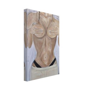 Acrylic Art Canvas, Abstract Female Torso Portrait with Cotton-Polyester Texture