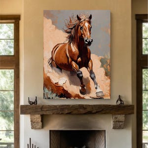 Wild Mustang Canvas, Modern Heritage Ranch, Impasto Oil Art