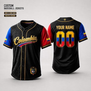 Custom Colombia Baseball Jersey, Personalized Colombian Flag Shirt,  Printed or Embroidered，Colombia Gift for Men Women Kids