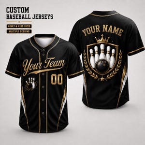 Custom Bowling Baseball Jersey, Personalized Bowling Team Shirt, Bowling League Uniform, Custom Name & Team, Printed or Embroidered
