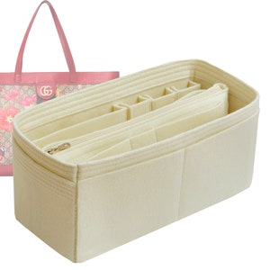 Customizable &quot;Ophidia Flora Tote Medium Bag&quot; Felt Bag Insert Organizer And Bag Liner In 15cm/5.9inches Height, Ivory Color