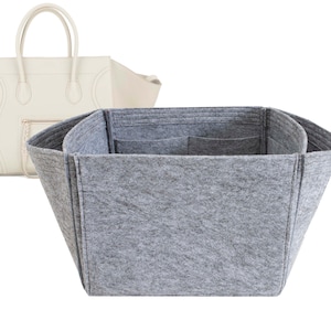 Customizable &quot;Luggage Phantom Medium Bag&quot; Felt Bag Insert Organizer In 18cm/7inches Height, Bag Liner, Light Gray Color