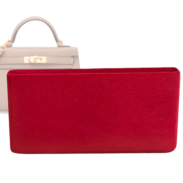 Customizable "Kelly Mini 20" Bag" Felt Bag Insert Organizer And Bag Liner In 7.5cm/2.9inches Height, Red Color
