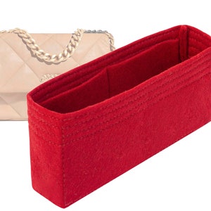 Customizable &quot;19 Large Flap Bag&quot; Felt Bag Insert Organizer And Bag Liner In 16cm/6.3inches Height, Red Color