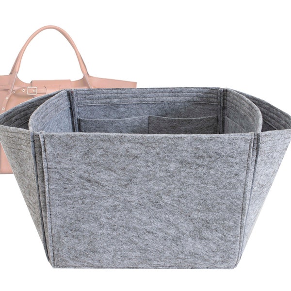 Customizable "Big Medium Bag" Felt Bag Insert Organizer And Bag Liner In 18cm/7inches Height, Light Gray Color