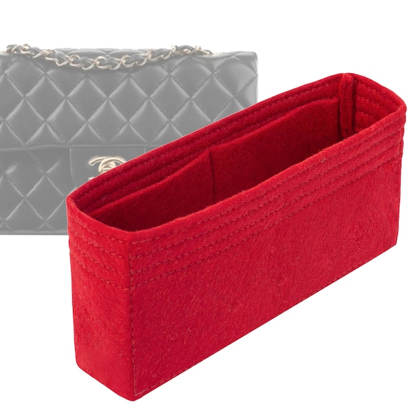 Customizable "Double Classic Flap Medium Bag" Felt Bag Insert Organizer And Bag Liner In 25.5cm/9.9inches Height, Red Color