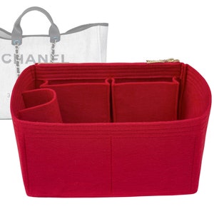 Customizable &quot;Deauville Canvas Tote Medium Bag&quot; Felt Bag Insert Organizer And Bag Liner In 18cm/7inches Height, Red Color